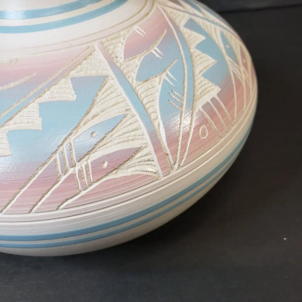 Vintage Hand Painted Hozoni Native American Pottery Vessel Vase 5